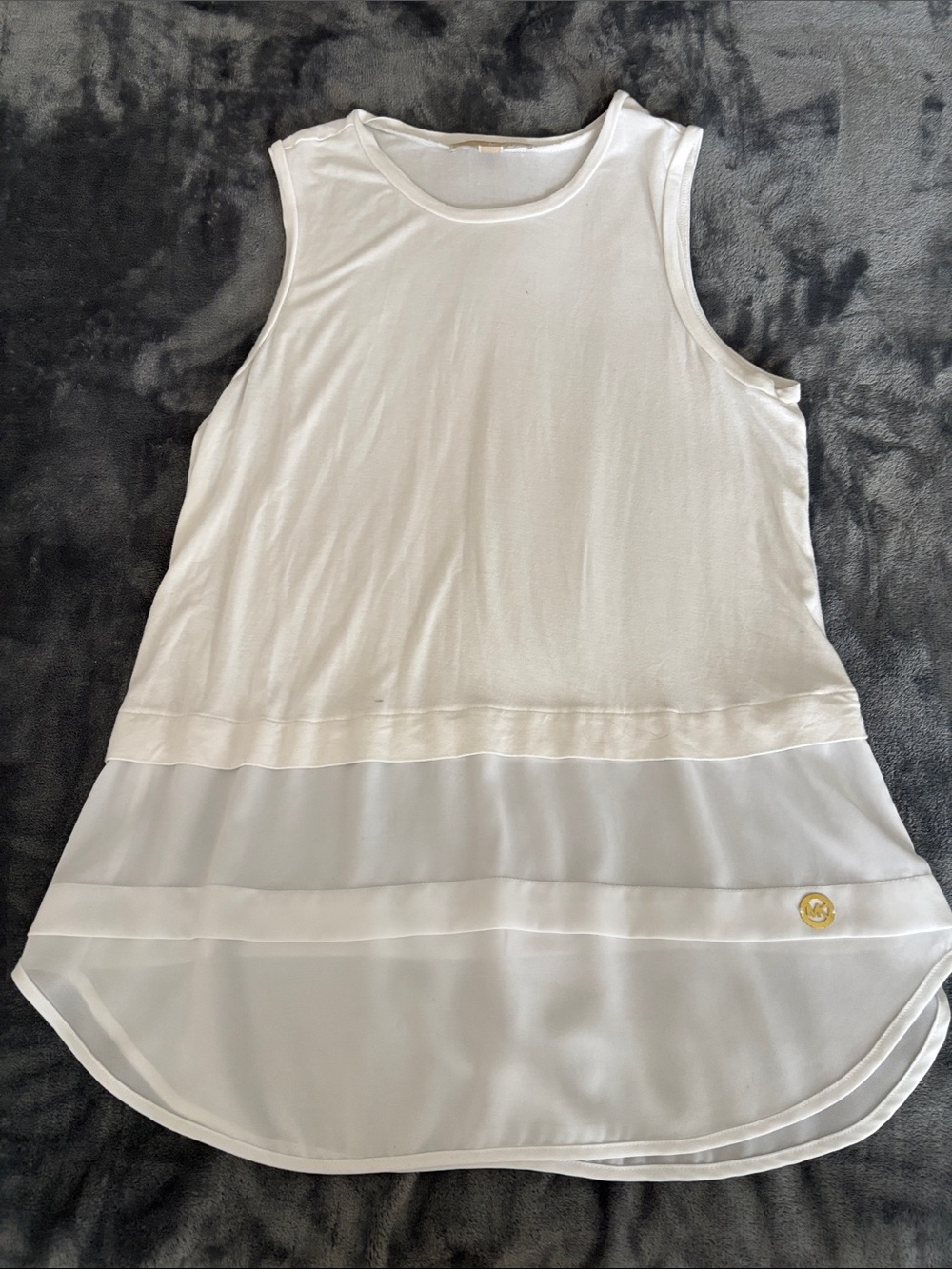 MK White Layered Sleeveless Top - Soft Chiffon Hem
